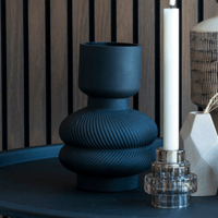 Vase rond en verre noir 15x22 cm