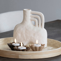 Vase en céramique beige - 18.5x8x19.5 cm