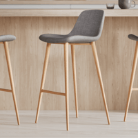 Tabouret de bar Yena - polyester et métal - gris