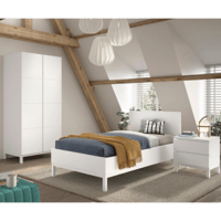 Chambre d'adolescent Eva: lit 90x200cm, chevet, armoire - blanc