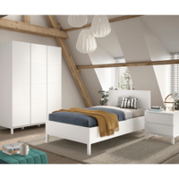 Chambre d'adolescent Eva: lit 90x200cm, chevet, armoire - blanc