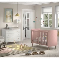 Ensemble de chambre Billy - Lit bébé, commode et table à langer - Rose/blanc 