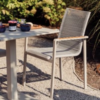Chaise de jardin Arriba - 55x60x87cm - aluminium beige/bois teck