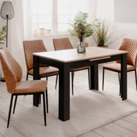 Table à manger extensible Birma - 125/165x80x75cm - chêne artisan/noir
