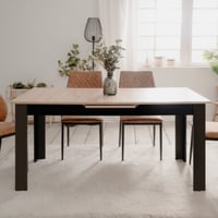 Table à manger extensible Birma - 160/200x80x75cm - chêne artisan/noir