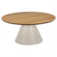Table basse ronde en chêne avec base en acier gris - Ø85x40 cm