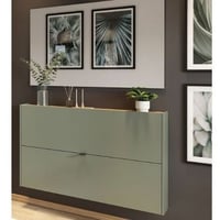 Ensemble penderie Elton | Meuble à chaussures et miroir mural | Vert satiné