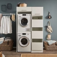 Armoire combinée pour lave-linge Laundreezy | 118 x 68 x 200 cm | Blanc