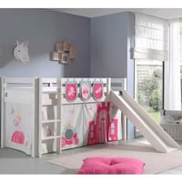 Lit mi-hauteur Astrid avec tente et sacs de rangement Princess II - blanc