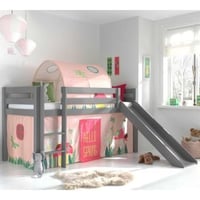 Lit toboggan Astrid avec tente de lit et tunnel de lit Spring - gris