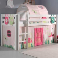 Lit mi-hauteur Charlotte avec tente et tunnel de lit et sacs de rangement Spring - naturel