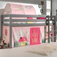 Lit mi-hauteur Charlotte avec tente et tunnel de lit Spring - gris