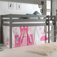 Lit mi-hauteur Charlotte avec tente de lit Princess II - gris