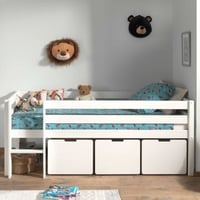 Lit mi-hauteur Pip avec 3 tiroirs 90 x 200 bois de pin - blanc