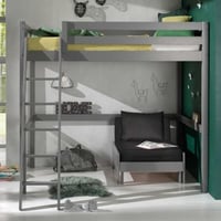 Lit mezzanine Claire 140x200 avec canapé-lit - gris