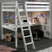 Lit mezzanine Claire 140 x 200cm avec bureau - blanc