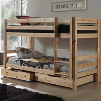 Lit superposé Claire bas avec deux tiroirs - bois de pin