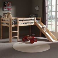 Lit mi-hauteur avec toboggan Astrid - bois de pin
