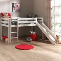 Lit mi-hauteur avec toboggan Astrid - blanc