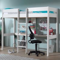 Lit mezzanine Lena avec bureau - blanc