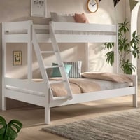 Lit superposé Primo - 90x100 & 140x200 - bois de pin massif - blanc