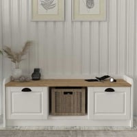 Meuble à chaussures Rayne - 120x40x45cm - 2 portes - blanc/décor chêne