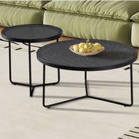 Ensemble de tables basses Melia - Ø50x50cm & Ø80x40cm - verre - noir