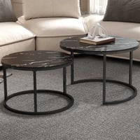 Lot de Tables basses Boston Décor Marbre Noir