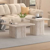 Set de table basse Destiny| 60 x 60 x 52 cm / 80 x 80 x 42 cm | Design beige