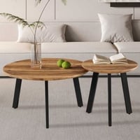 Table basse Aziz - Ø50x50cm & Ø80x45cm - bois de manguier/noir