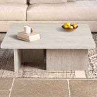 Lot de 2 tables basses Arallo - 120x120x38cm - travertin