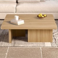 Lot de 2 tables basses Arallo - 120x120x38cm - décor chêne