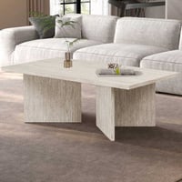 Table basse Litar - 125x65x42cm - travertin beige