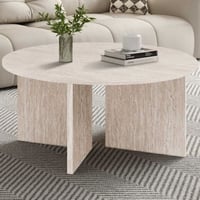 Table basse Drasir - Ø90x42cm - travertin beige