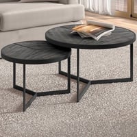 Lot de 2 tables basses Arya - bois de mango noir