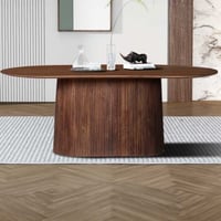 Table ovale Miguel marron clair - 200 cm | Bois massif de mango | H76 x L200 x P100 cm
