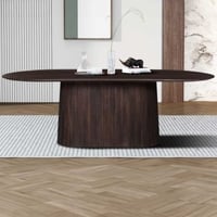 Table de salle à manger Miguel Ovale 230cm brun foncé | Structure et plateau en bois de mango massif