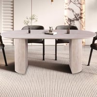 Table de salle à manger ovale Lagos - 200x110x76cm - travertin