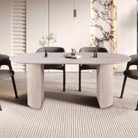 Table de salle à manger ovale Lagos - 200x110x76cm - travertin