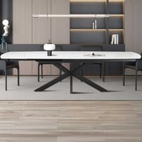 Table à manger extensible Aries - 160/240x90x77cm - pierre frittée - marbre