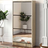 Armoire à chaussures Mex - 60x23x123cm - 3 portes - avec miroir - chêne sonoma