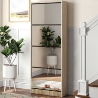 Armoire à chaussures Mex - 60x23x1261cm - 4 portes - avec miroir - chêne sonoma