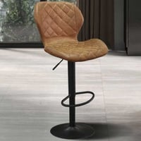 Tabouret de bar Malaga PU Cognac - Pieds métal vintage | H-H 90-111 x B-L 48 x D-P 52 cm