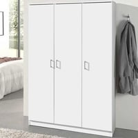 Armoire de rangement Ray 120cm à 3 portes et 4 tablettes - blanc