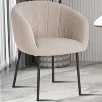 Chaise Sevilla Bouclé Sand | Pieds en métal H-H 79 x L-L 57 x P-P 62 cm