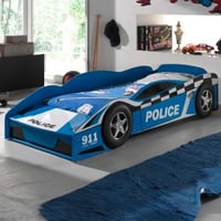 Lit junior voiture de police 70x140cm - avec compartiment de rangement