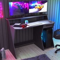 Bureau gamer Skill-gris foncé/noir mat
