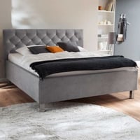 Lit San Marino 180x200cm avec espace de rangement similicuir - gris/chrome