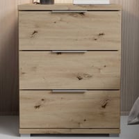 Table de chevet Smilla - 42x46x61cm - 3 tiroirs - décor chêne artisan