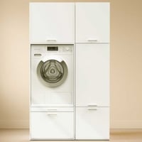 Meubles pour buanderie Linea - 116x67x200cm - 4 portes & 1 tiroir - blanc